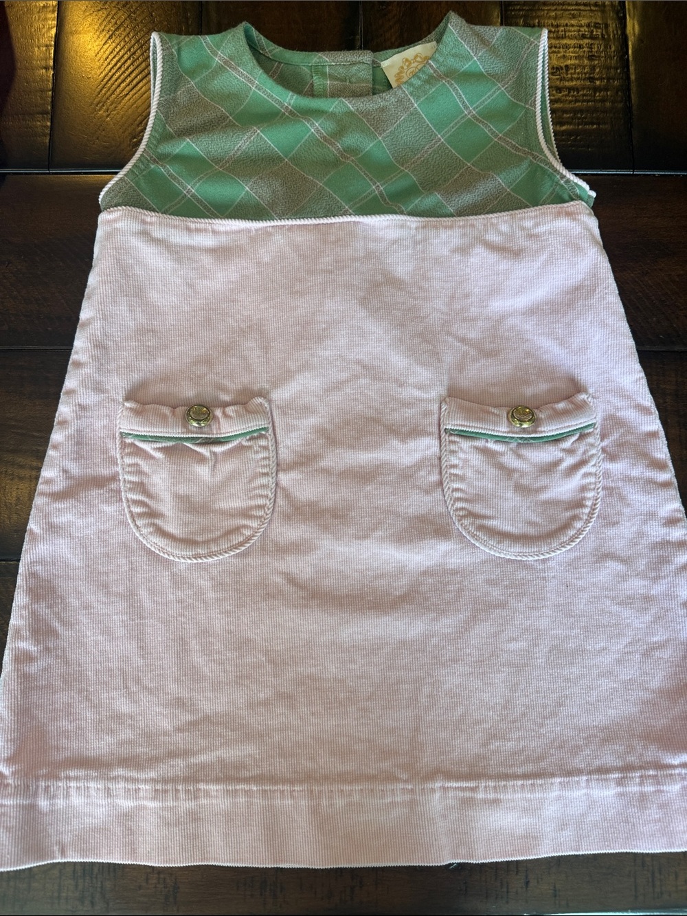 The Beaufort Bonnet Company Pink Corduroy Jill Jumper Plaid Dress | Girls 5